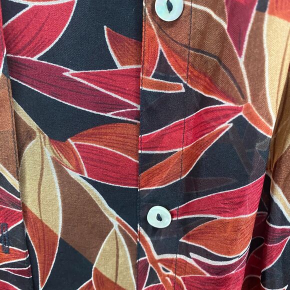 Robbie Bee Blouse Top Womens 18W Silk Leaf Print Button Up Ladies Vintage Fall - Picture 4 of 10